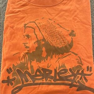 Orange Graphic Tee with Bob Marley Design